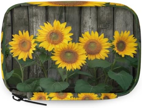 Travel Pill Organizer Wooden Sunflowers Small Pill Case