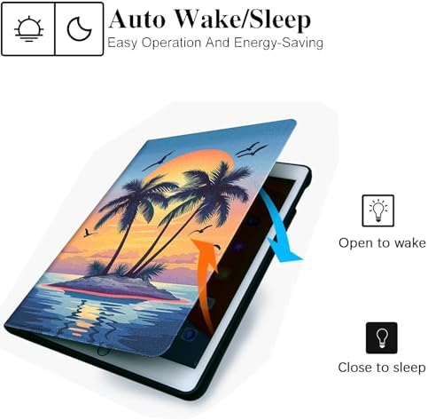 for Microsoft Surface Pro 11/10/9-13" 2024/2022 Tablet Case,Auto Wake/Sleep,Adjustable Stand Protective Cover - Tropical Sunset Palm Tree