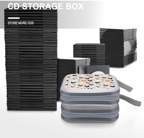 Protective 40-Disc CD/DVD Wallet Chicken Printed, Hard Plastic Storage Binder with Handle, Portable Organizer for Car Office Travel