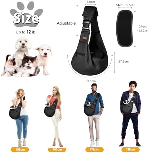 CUBY Dog and Cat Sling Carrier - Hands Free Reversible Pet Papoose Bag - Soft Pouch and Tote Design - Suitable for Puppy, Small Dogs Cats Outdoor