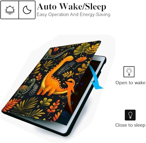 for Microsoft Surface Pro 7 Plus,Surface Pro 7/6/5/4 12.3" Tablet Case,Auto Wake/Sleep,Adjustable Stand Protective Cover - Cute Cartoon Dinosaur