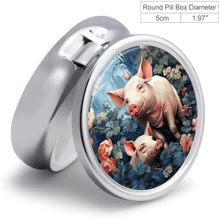 Pattern Pets Pill Box 3 Compartment Waterproof Pill Case with Mirror Portable for Purse Pocket Daily Medicine Vitamin Organizer Travel Med Container Holder for Fish Oil Supplements