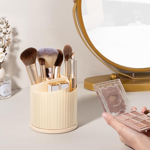 Anyoifax 360 Rotating Makeup Brush Holder Make Up Brushes Organizer, Beige