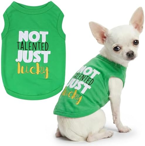 Parisian Pet Dog Shirt – 100% Cotton Green Shirts for Small Dogs – Sleeveless Puppy Vest – Lightweight and Breathable Funny Pet Apparel – St. Patrick’s Day Dog Clothes - Stretchy T Shirts for Dogs