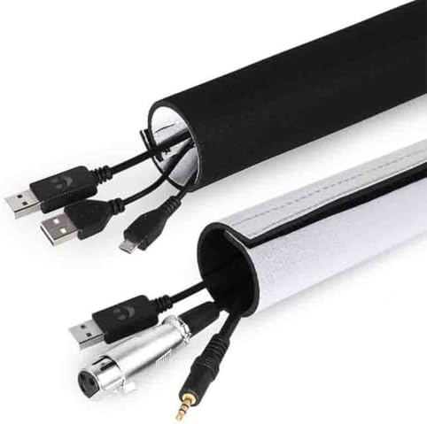 Homoyoyo 2 Pcs Neoprene Cable Management Sleeve for Protecting Cords from Chewing Pets and Foot Traffic, Flexible Cord Organizer Sleeve for Home and Office Use