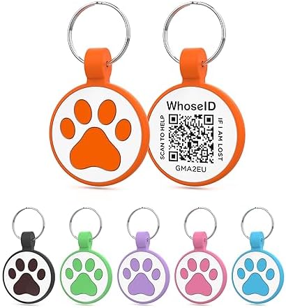 QR Code Cat Tag, Modifiable Pet Online Profile Display Page, Multiple Emergency Contact, Silicone Cat Tag, Lightweight, No Jinging, Collar Accessories (Medium to Large Breeds - 1.25", Orange)