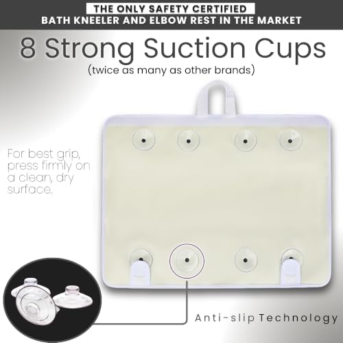 Supa Ant Bath Kneeler –8 Suction Cups & 1.5" Padding.Certified Non Toxic Bath Kneeling Pad for Bath Tub & 5 Bath Toy Organizer. Fast Dry Baby Bath Kneeler and Elbow Rest Pad Set Charcoal