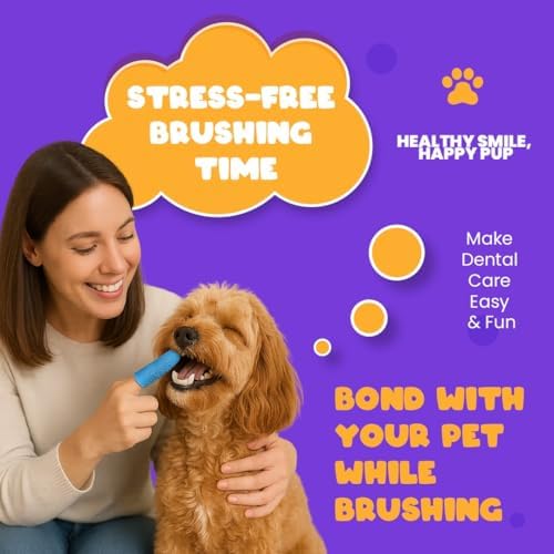 Dog Toothbrush Kit, 360° Silicone Finger Toothbrush for Dogs & Cats, Soft Bristle Pet Teeth Cleaning Set, Includes Storage Case, 2 Packs