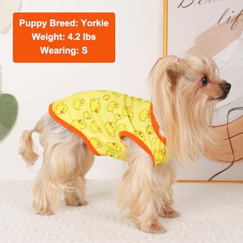 Dog Shirt Vest Dog Clothes for Small Dogs Boy Girl Stretchy Summer Puppy T-Shirts Soft Breathable Lightweight Puppy Sweatshirt Pet Cat Outfit (Yellow Duck, Large)
