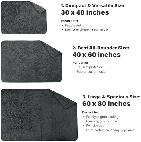 Catalonia Waterproof Dog Blanket, Reversible Leakproof Furniture Protector | Grey Fleece Mat for Small to Large Dogs & Cats, Helps Protect Sofa, Bed & Couch from Liquids, Urine & Messes, 40 x 60 Inches