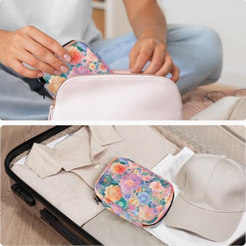 Pill Organizer Box Painted Flowers Spring 7-Day Weekly Medicine Pill Case Travel Pill Container Portable Pill Holder Storage Purse Bag Small Compact Size for Vitamin Supplement Birth Control