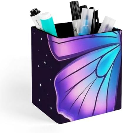 Cute Desktop Stationery Organizer Makeup Brush Cup Magic Moon Moth Mystical Goth Astrology Art Leather Pen Holder