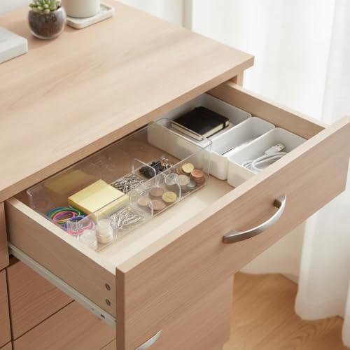 3.78 x 3.78 x 2.44 Inch Transparent PET Partition Storage Box, Drawer Organizer Bin for Office Supplies and Small Items