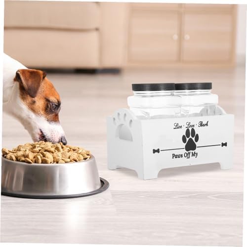 BESPORTBLE 1 Set Dog Food Storage Box Dog Treats Food Jar Container Treat Container for Countertop Crate Storage Organizer Treat Container Holder Tabletop Bin Wooden White