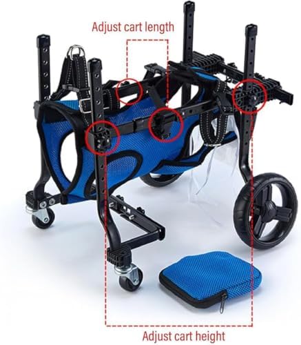 Adjustable Dog Wheelchair for Rear Legs Pet li Aid Lightweight Small Mum Cart for Dogs(Blue)