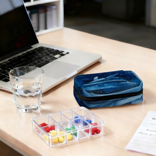 Travel Pill Organizer Blue Whale Starry Ocean Small Pill Case