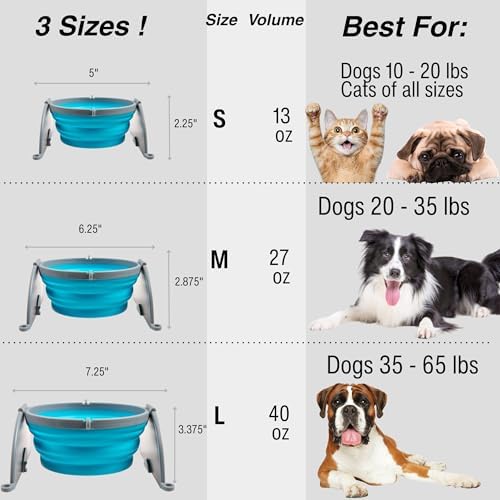 Loving Pets Bella Roma Collapsible Dog Bowls - Silicone Dog Bowls, Foldable Bowl, Puppy Essentials & Hiking Pet Supplies Great for Home & Travel (Blue, Medium)