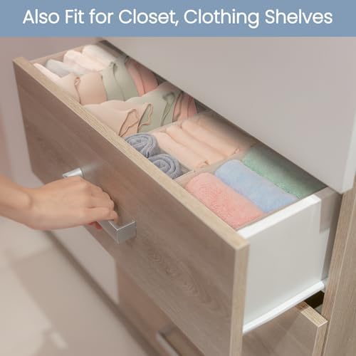 Criusia Drawer Organizer Clothes, 24 Pack Underwear Drawer Organizers, Foldable Closet Organizers and Storage Dresser Drawer Dividers Clothing Organizer for Clothes, Socks, Scarves, Bra, Ties (Beige)