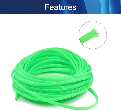 Jutagoss PET Expandable Braided Cable Sleeve, 32.8ft - 3/16 inch Fluorescent Green Cable Management Sleeve, Wire Loom Tube Cord Protector for USB Cable, Power Cord, Audio Video and More, 1Pc