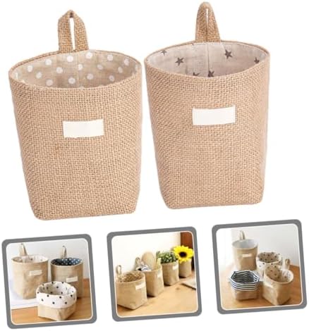 2pcs Multi-function Wall Hanging Storage Basket Cotton Linen Organizer for Toys Sundries and Clothes Safe for Pets Home Nursery and Decor