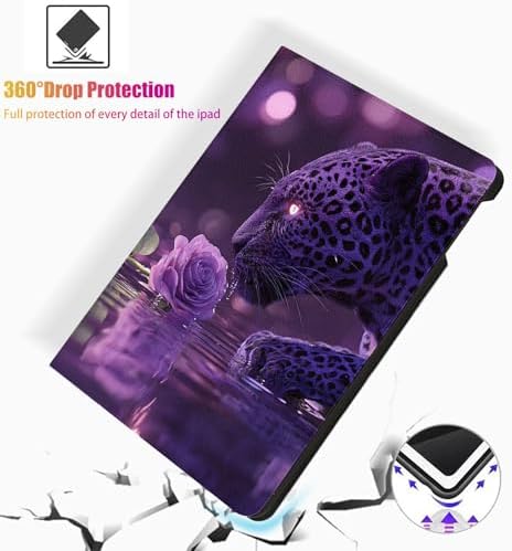 for Microsoft Surface Pro 11/10/9-13" 2024/2022 Tablet Case,Auto Wake/Sleep,Adjustable Stand Protective Cover - Purple Leopard Rose