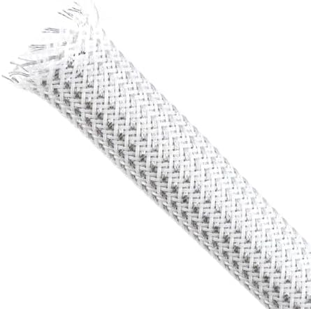 Braided Cable Sleeving, PET Expandable Braided Cable Sleeve, Flexible Mesh Sleeving Cord Management for Audio Video and Other Home Device, Cord Protector from Pets (White Silver, 13/16" x 25ft)