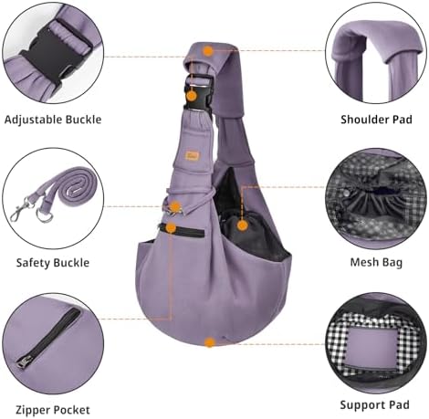 CUBY Dog and Cat Sling Carrier - Hands Free Reversible Pet Papoose Bag - Soft Pouch and Tote Design - Suitable for Puppy, Small Dogs Cats Outdoor