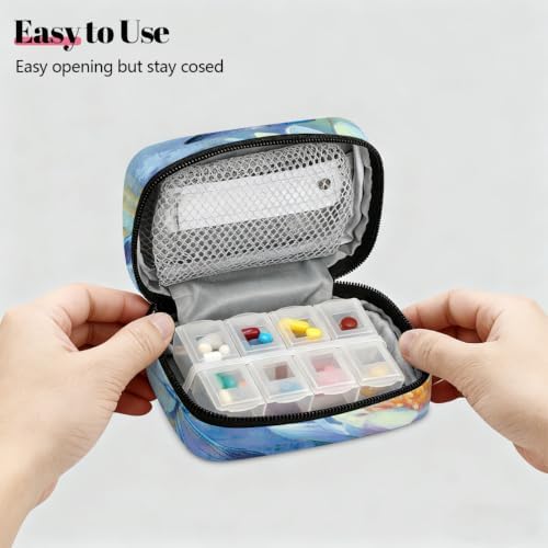 Travel Pill Organizer Water Lilies Dragonfly Art Small Pill Case