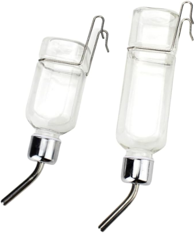 2 Pcs Pet Cage Water Bottle No Drip Small Animal Water Bottle, Hanging Waterer for Rabbit, Guinea Pig, Hedgehog, Squirrel, Rat, Chinchilla, Hamster Dispenser Bottle
