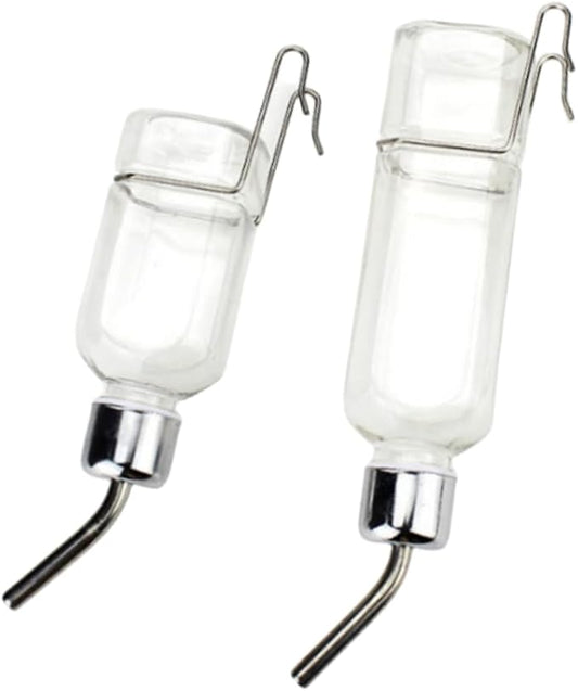 2 Pcs Pet Cage Water Bottle No Drip Small Animal Water Bottle, Hanging Waterer for Rabbit, Guinea Pig, Hedgehog, Squirrel, Rat, Chinchilla, Hamster Dispenser Bottle