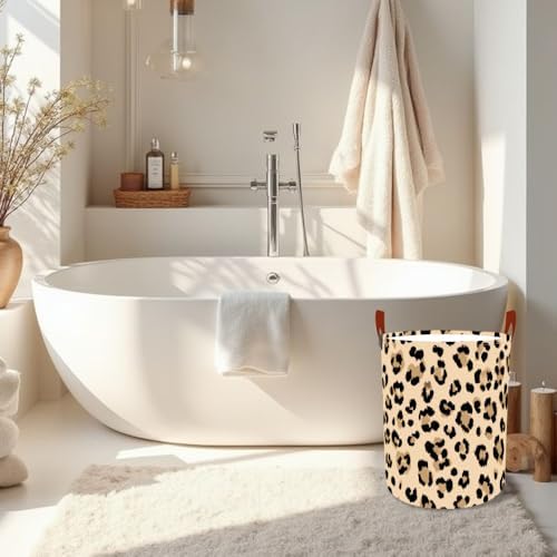 Laundry Basket 15.7x19.7 in Leopard Print Hamper for Bedroom