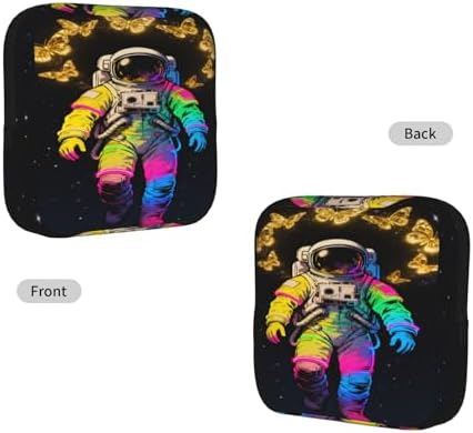 Women Feminine Care Storage Bag Space Astronaut Gold Butterfly Art, Portable Polyester Menstrual Cup Pouch, Reusable Purse Pouch Gifts for Travel