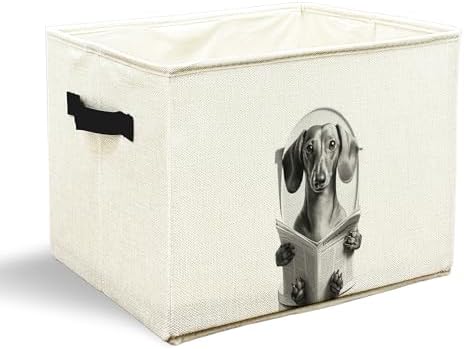 Funny Weiner Dog Bathroom Storage Bins Box, Dog Bathroom Decor, Dachshund Lovers Gifts Storage Basket Laundry Hamper with Handle for Bath Room Clothes Vanity Undersink Home Organization