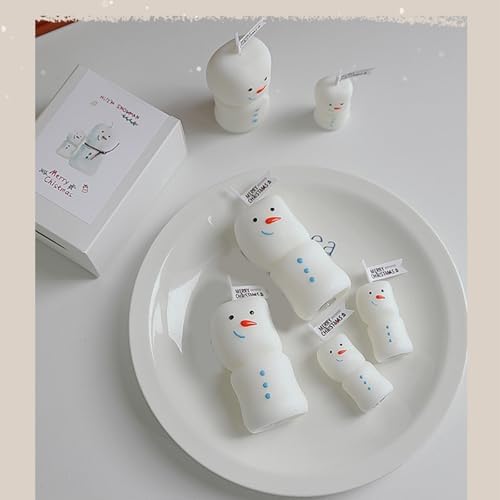 Snowman Christmas 2Pcs Soybean Wax Blend Long Time Fragrances Home Decoration Storage Friendly Snowman Holiday Set