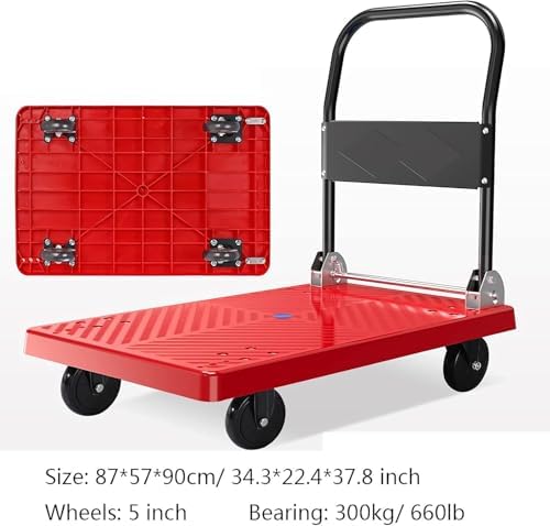 Heavy-Duty Folding Platform Cart - 4-Wheel Multi-Dimensional Hand Truck, Portable Plastic Trolley for Large Capacity Transport & Packing, Ideal for Home & Warehouse Use