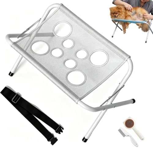 Dog Grooming Hammock,Dog Bathing Station,Pet Grooming Hammock,Restraint Puppy Grooming Table Metal Structure with and Strap,Suitable for Pet Washing Maintenance Travel Grooming (Gray)