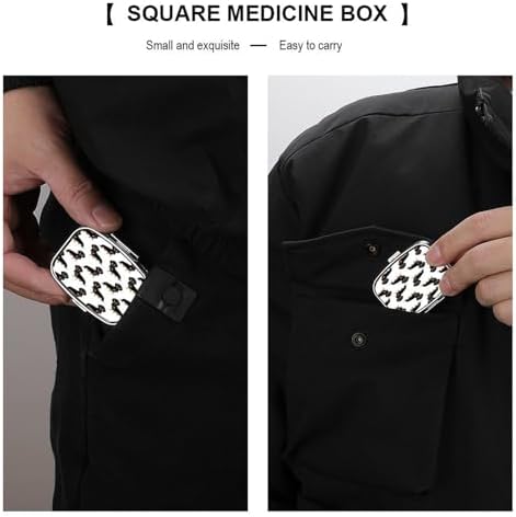 Square Pill Organizer Small Pill Box Dachshund Weiner Pet Dogs Pill Case for Pocket Purse Travel Pill Container Daily Portable Medicine Vitamin Container for Vitamins Fish Oil and Supplements