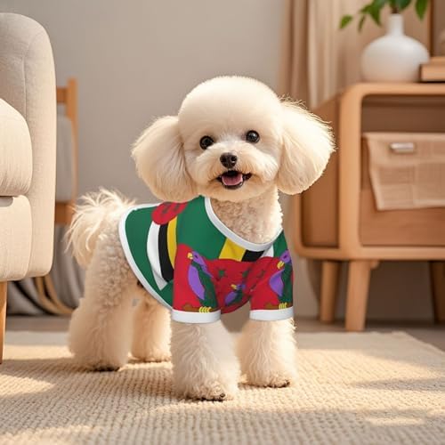 Dominica Flag Dog Shirt Pet Cotton T-Shirt Breathable Dog Clothes
