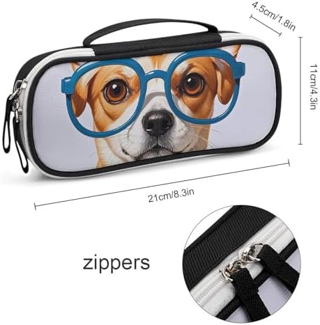 Pet Dog Soft Bow Tie, Oversized Glasses Leather Makeup Bag Portable Small Cosmetic Organizer Waterproof Toiletry Bags Brushes Pencils And Travel Make Up Accessories
