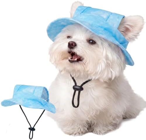 FUAMEY Dog Hat Beach Bucket Hat for Dogs with Ear Holes Summer Visor