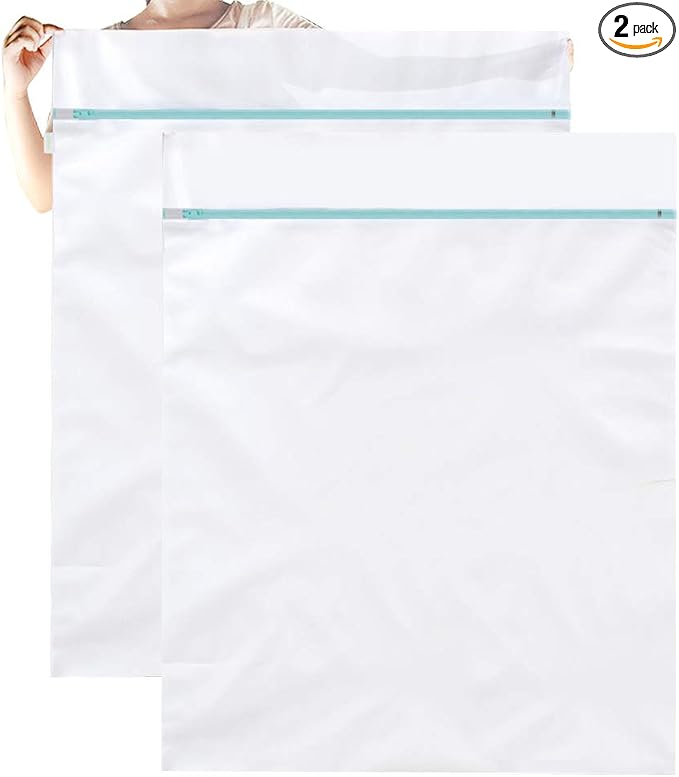 OTraki 2 Pack Extra Large Laundry Mesh Bag 43 x 35 Inch Mesh Laundry Bag Zippered Big Net Bag for Blanket Sweater Coat Bedding Sheet in Home Dorm Hotel Don't Drying, Melting 140-176℉, White | Zippered Big Net Bag for Blanket Sweater Coat Bedding Sheet ...