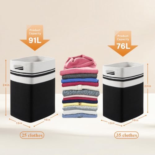OIAHOMY 91L Laundry Hamper, XXXLarge Collapsible Laundry Basket Black