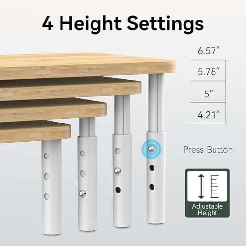 Bamboo Cabinet Organizer Shelf 2 Pack, Height Adjustable | Stackable Kitchen Shelf Organizer Wood Spice Rack Storage for Kitchen and Bathroom Cabinet, Pantry & Countertop