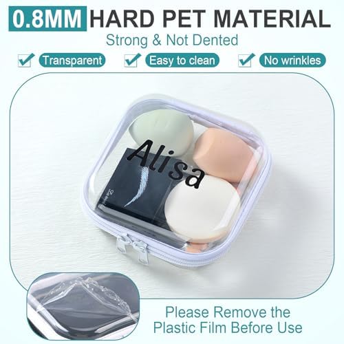 12 Pcs Clear Hard Zipper Case Back to School,5 x 5 x 2”