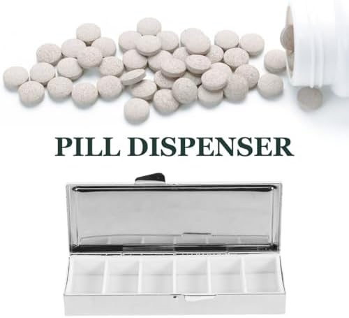 Healifty 2 Pcs Stainless Steel Pill Organizer Cases with 6-Compartment | Slim Metal Organizers with Divided Slots and Secure Latch for Pills, Vitamins, Jewelry, Craft Beads, Travel and Daily Storage