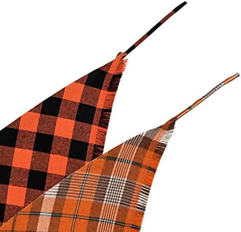 Fall Dog Bandana Autumn Thanksgiving Plaid Reversible Triangle Bibs Scarf