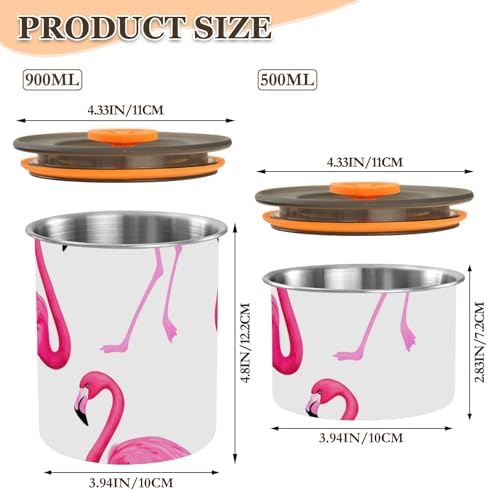 Pink Flamingos Coffee Canister with Lid Airtight Food Storage Containers 17OZ Stainless Steel Canisters Kitchen Food Organizer for Beans, Cereal, Pasta, Flour, Sugar, Snacks