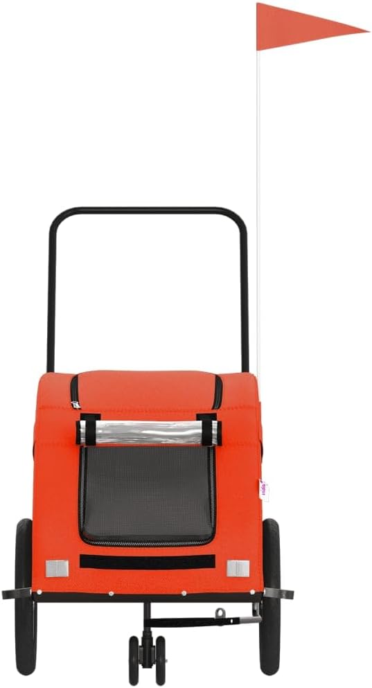 Pet Bike Trailer for Small Dogs, Foldable Bicycle Cargo Trailer with Iron Frame and Oxford Fabric, Includes Mesh Windows, Reflectors and Flag for Safety