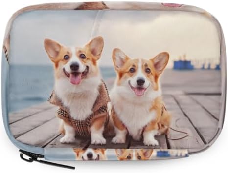 Travel Pill Organizer Two Cute Corgi Dogs Beach Pet Small Pill Case