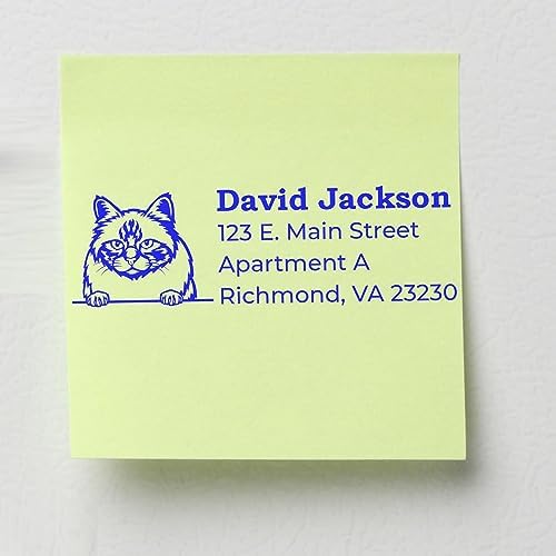 Peeking Birman Cat Self-Inking Return Address Stamp - Custom Rubber Stamp | Self-inking body. Customised Address Stamp for Pet Lover Gifts. Birman Cat Return Address Rubber Stamp. 4 case colors.